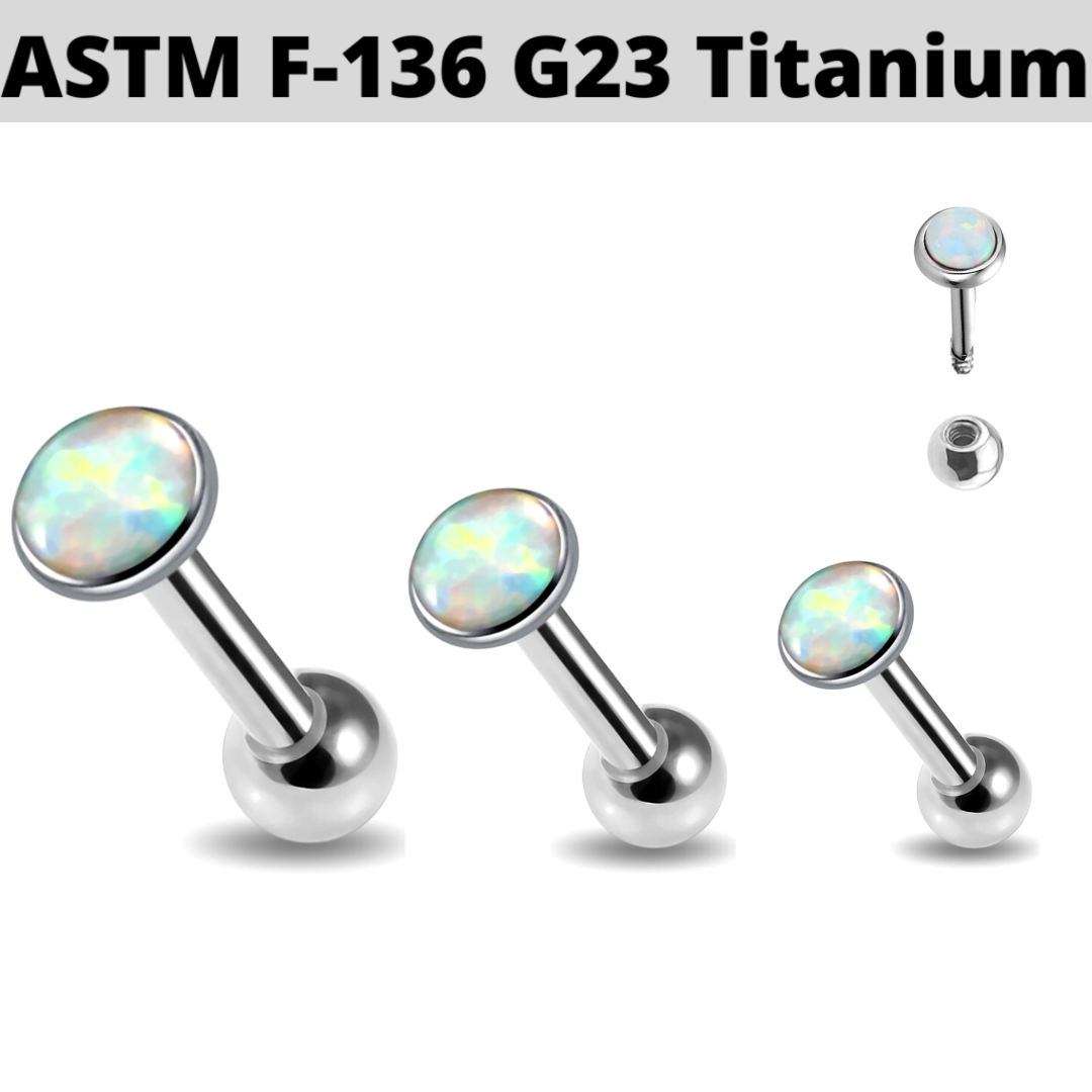 G23 Titanium Flat Opal Ear Tragus Barbell APM