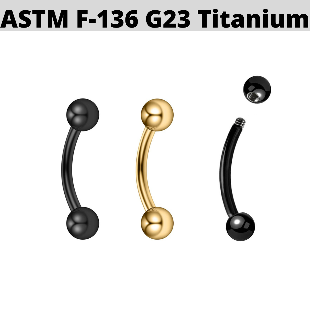 G23 PVD Titanium Ball Eyebrow Curved Barbell APM