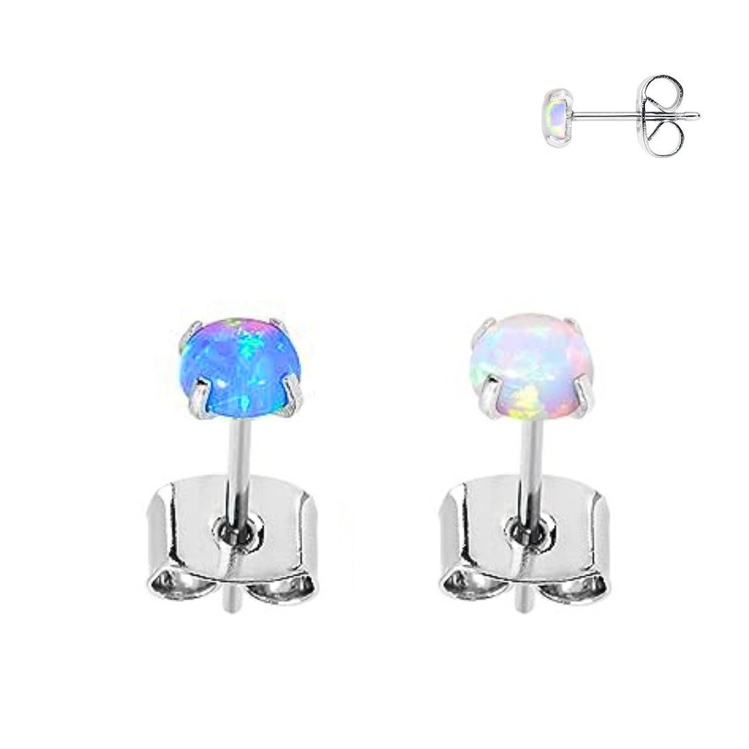 20g Titanium Post & Butterfly Back with Prong Set CZ Stud Earrings