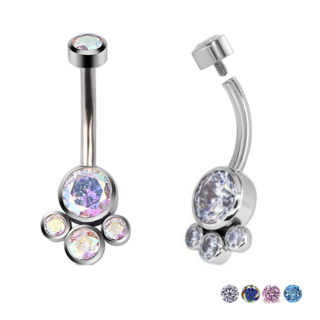 Bezel CZ Titanium Belly Ring