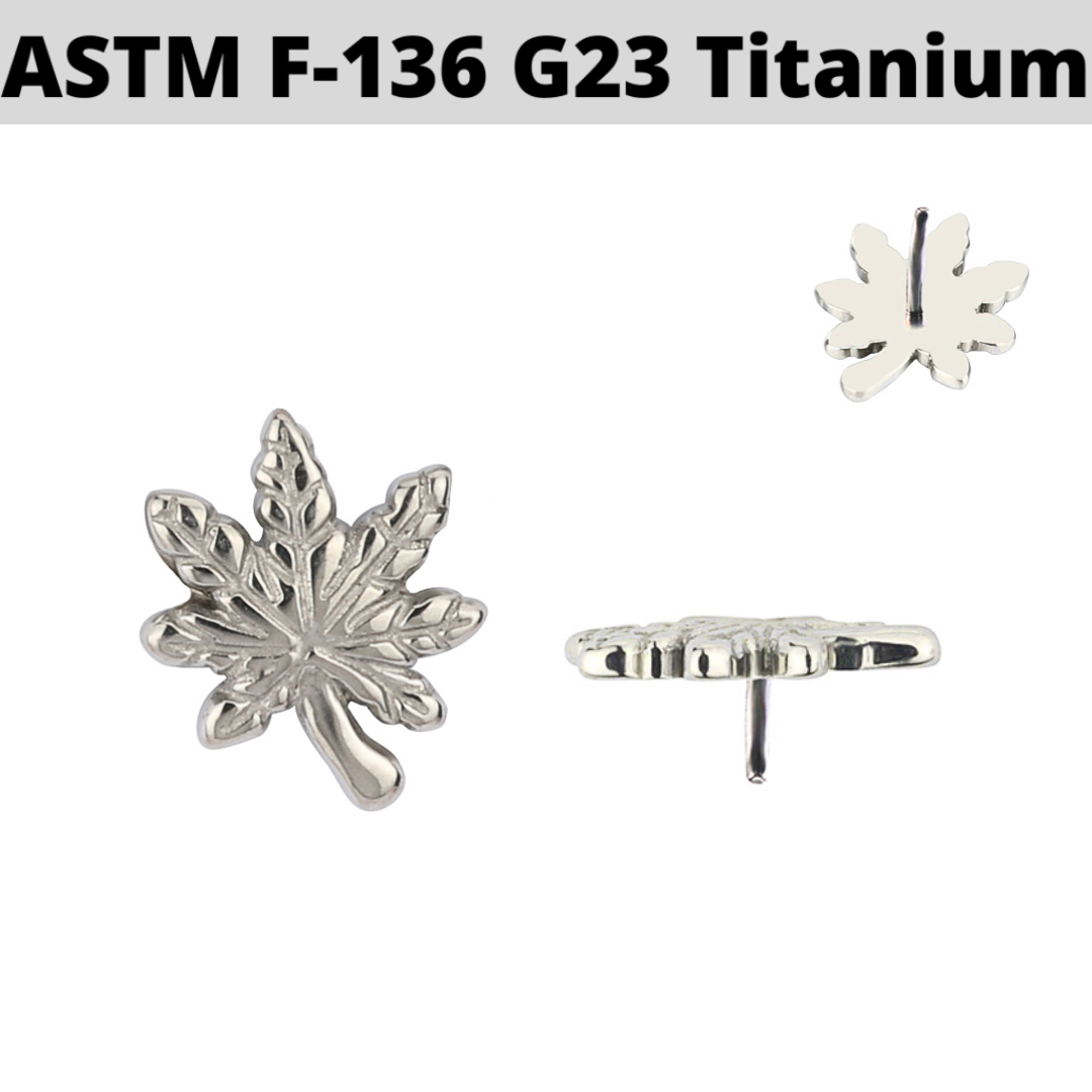 G23 Titanium Threadless Push In Pot Leaf Logo Top APM