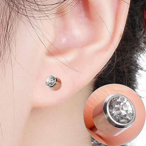 PAIR of Steel Sterilized Piercing Gun Bezel Set CZ Stud