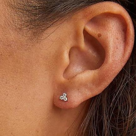 G23 Titanium Internally Threaded Trinity CZ Tragus Labret