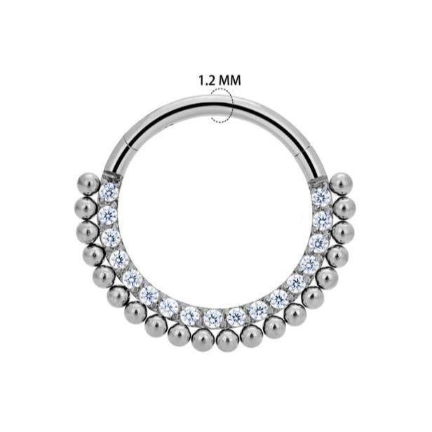 Steel Paved CZ Beads Hinged Segment Clicker