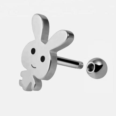 Steel CZ Eyes Bunny Tragus Barbell