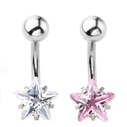 Wholesale Body Jewelry Prong Set Star CZ Belly Ring APM