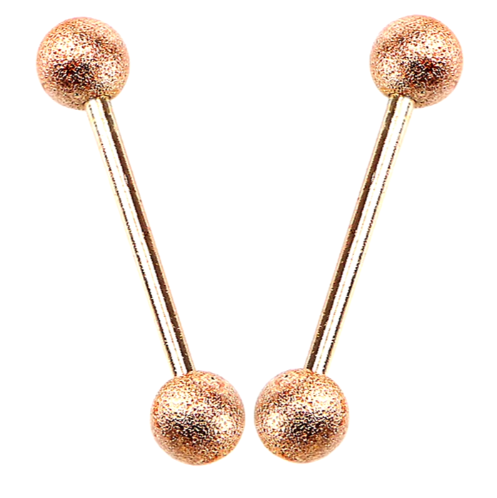 Sandblasted Matte Rose Gold Ion Plated Steel Barbell