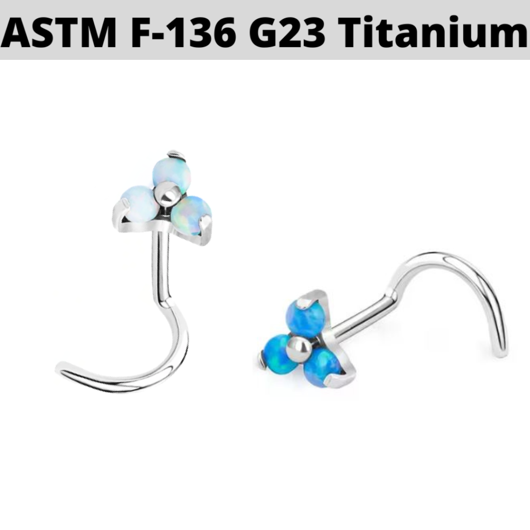 G23 Titanium Prong Set Trinity Opal Nose Screw