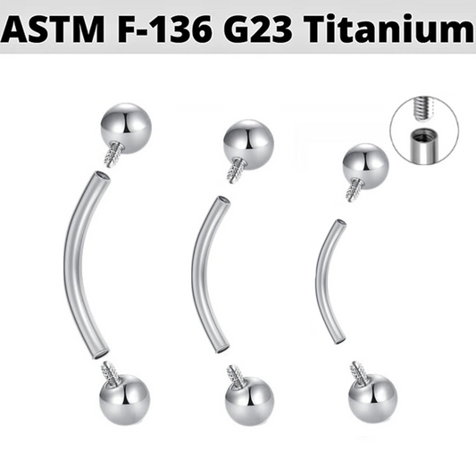 G23 Internally Threaded 16G Titanium Curved Barbell