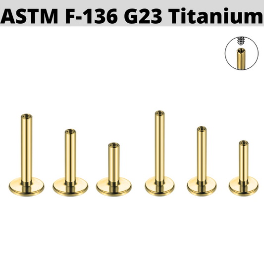 G23 Gold PVD Titanium Internally Threaded Labret Shaft 4mm Base