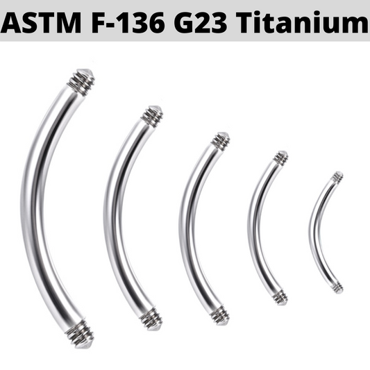 G23 Titanium Externally Threaded Curved Barbell Shaft