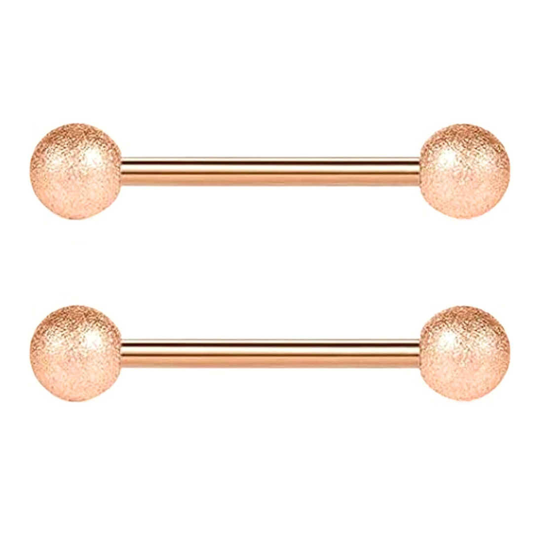 Sandblasted Matte Rose Gold Ion Plated Steel Barbell