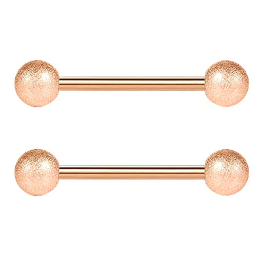 Sandblasted Matte Rose Gold Ion Plated Steel Barbell