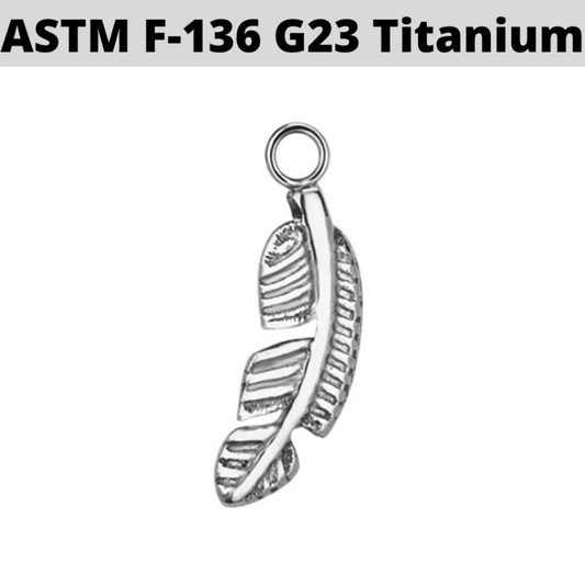 G23 Titanium Feather Leaf Dangle Charm