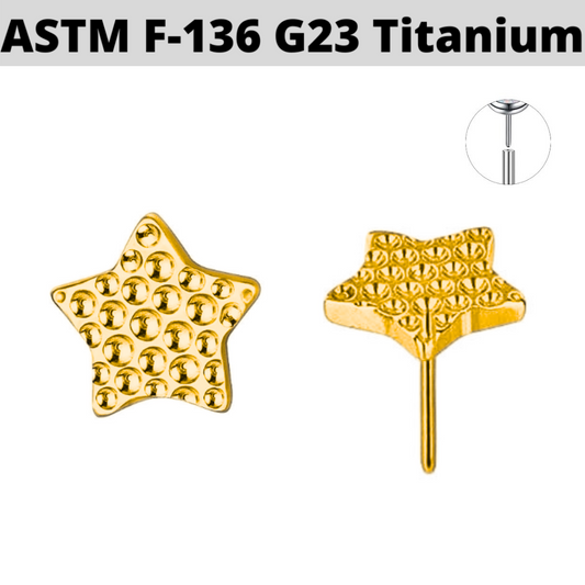 G23 Gold PVD Titanium Threadless Push In Diamond Cut Logo Top