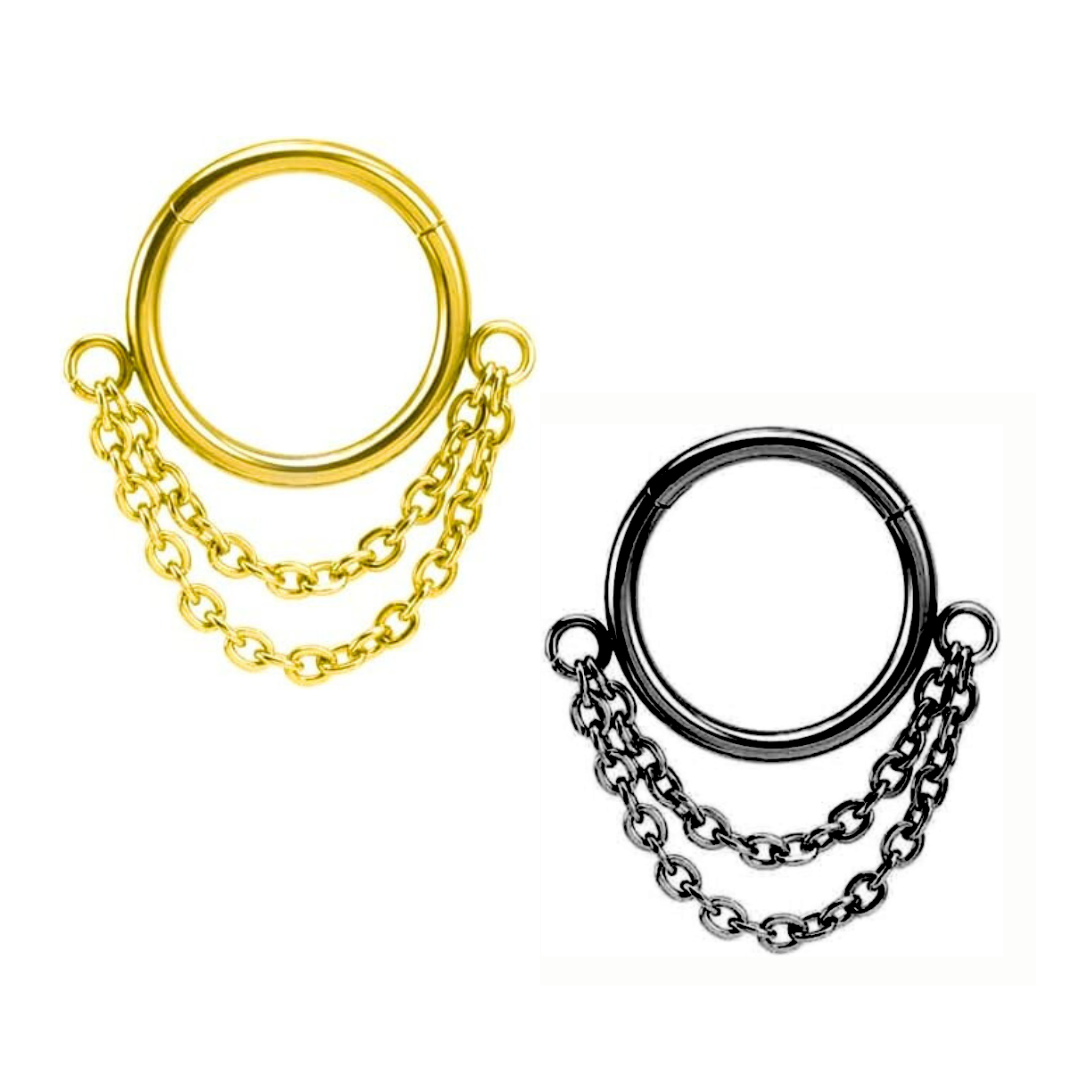 Ion Plated Steel Double Chain Link Hinged Clicker Segment Ring