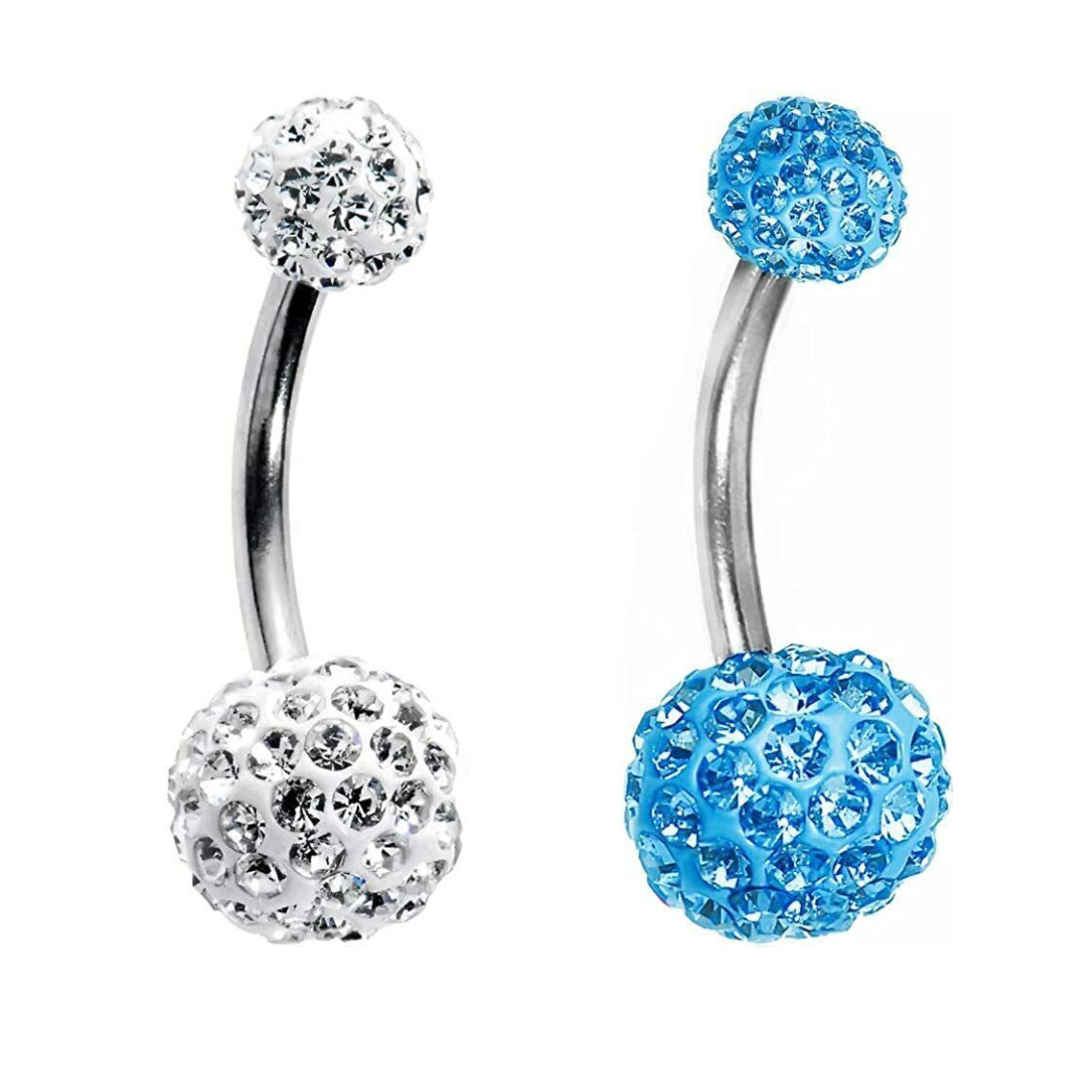 Steel Double Ferido Multi CZ Belly Ring