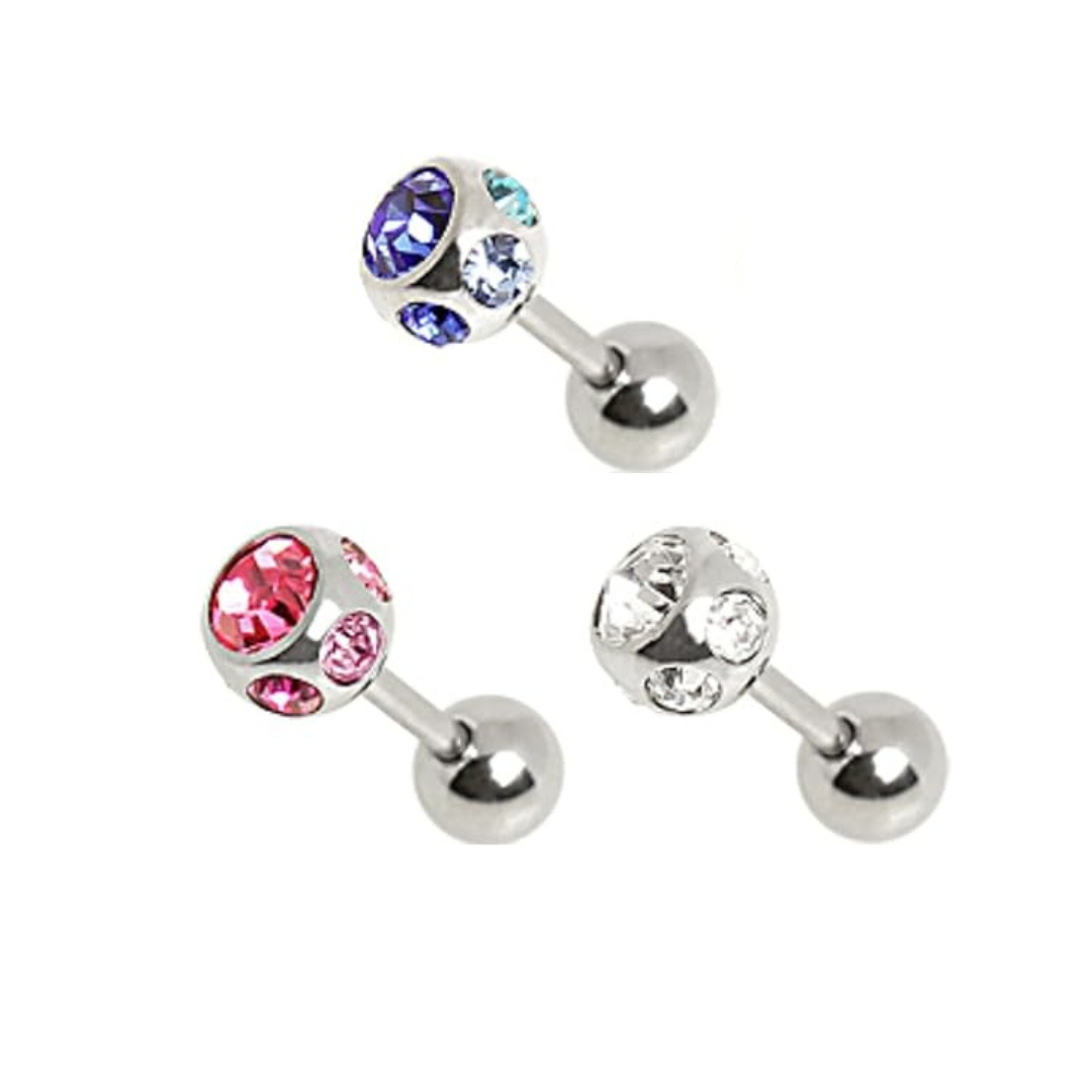 Multi CZ Tragus Cartilage Barbell