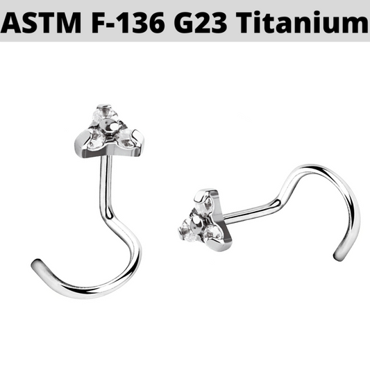 G23 Titanium Prong Set Trinity CZ Nose Screw