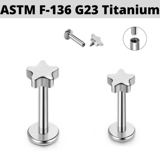 G23 Titanium Star Internally Threaded Tragus Labret