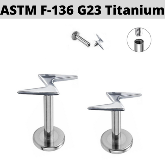 G23 Titanium Lightning Bolt Internally Threaded Tragus Labret