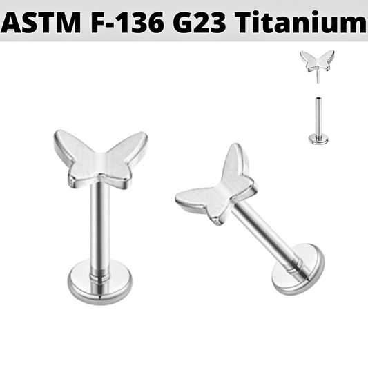 G23 Titanium Threadless Push In 3D Butterfly Labret