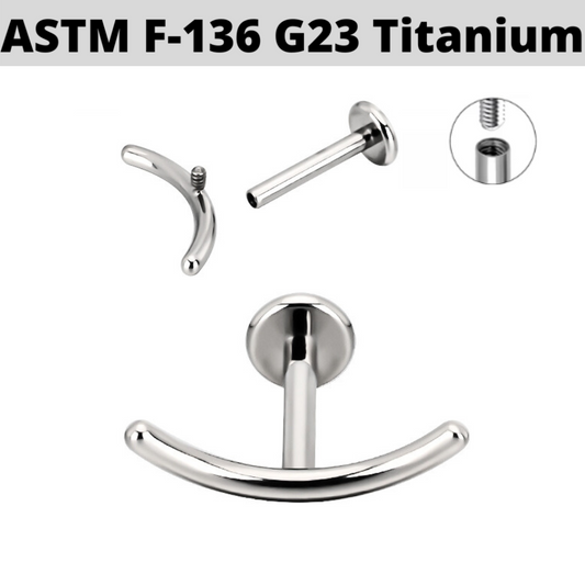 G23 Titanium Internally Threaded Smile Curved Bar Labret