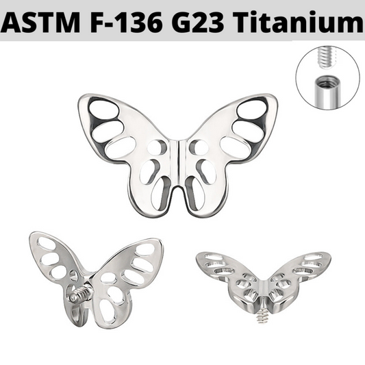 G23 Titanium Internally Threaded 3D Hollow Butterfly Top