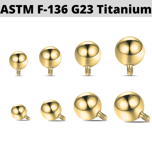 G23 Gold PVD Titanium Internally Threaded Plain Ball