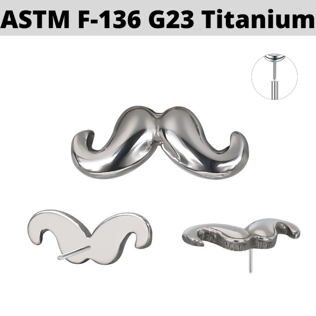 G23 Titanium Threadless Push In Mustache Top