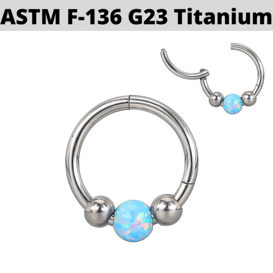 G23 Titanium Center Opal Ball Beads Hinged Segment Clicker