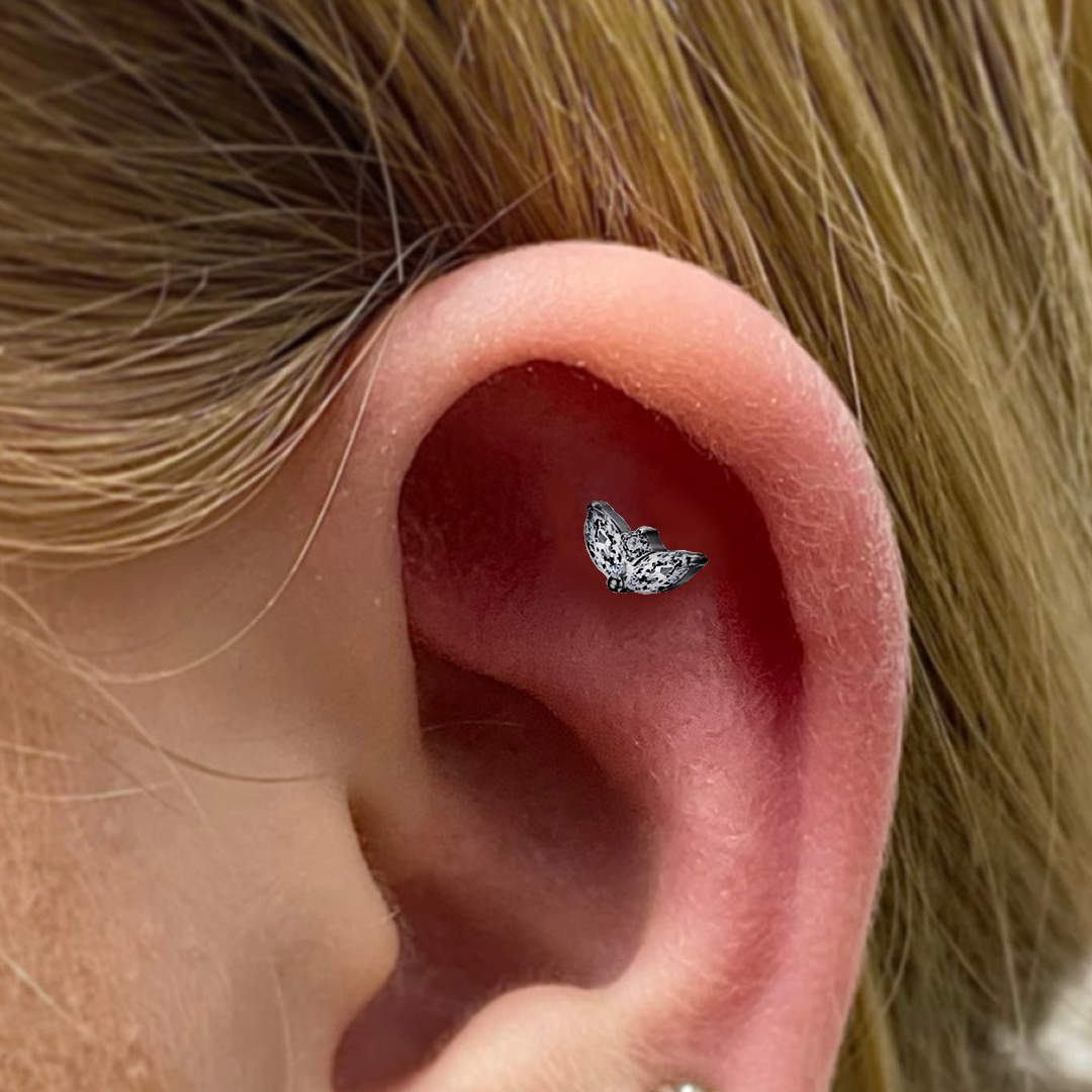 G23 Titanium Internally Threaded 2 Marquise CZ Fan Tragus Labret