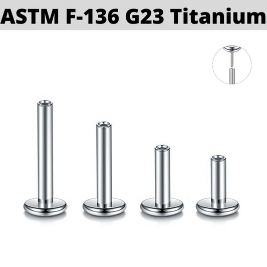 G23 Titanium Threadless Push In Labret Shaft 3mm Base