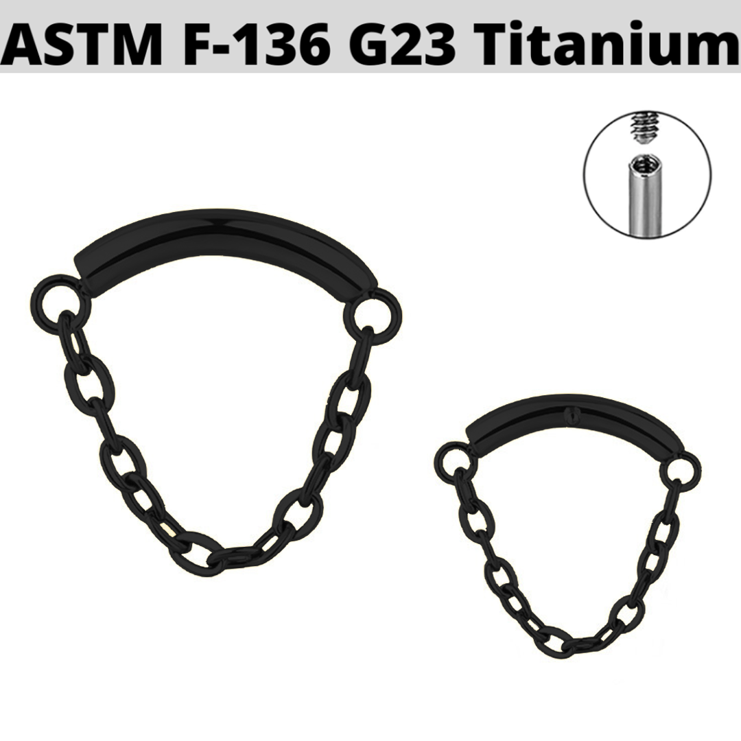 G23 Black PVD Titanium Internally Threaded Chain Curved Bar Top