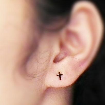 Cross Logo Ion Plated Tragus Barbell