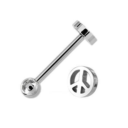 Steel Peace Sign Tongue Ring