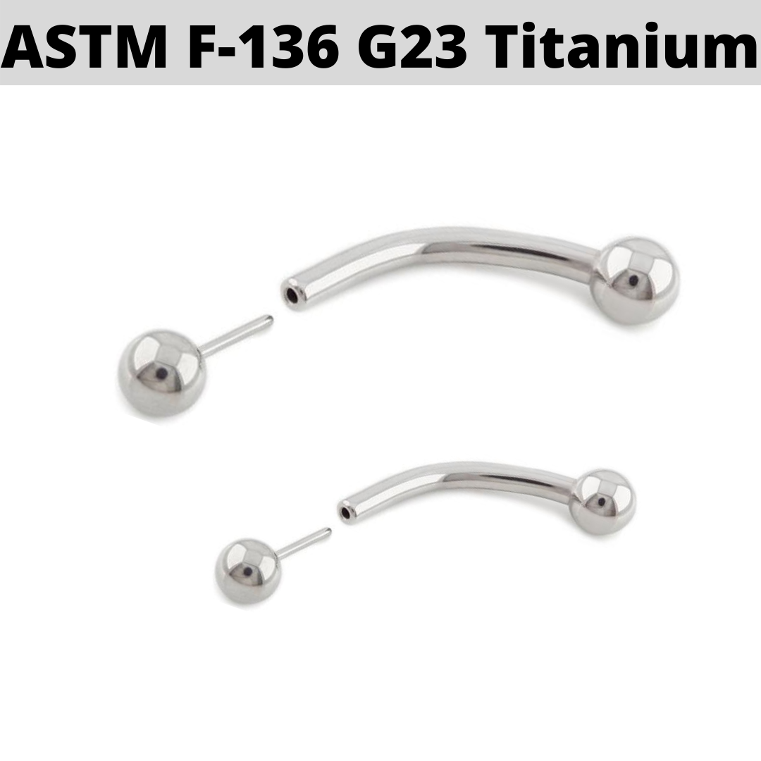 G23 Titanium Threadless Push Ball Curved Barbell