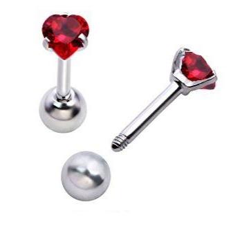 Prong Set CZ Heart Helix Tragus Barbell