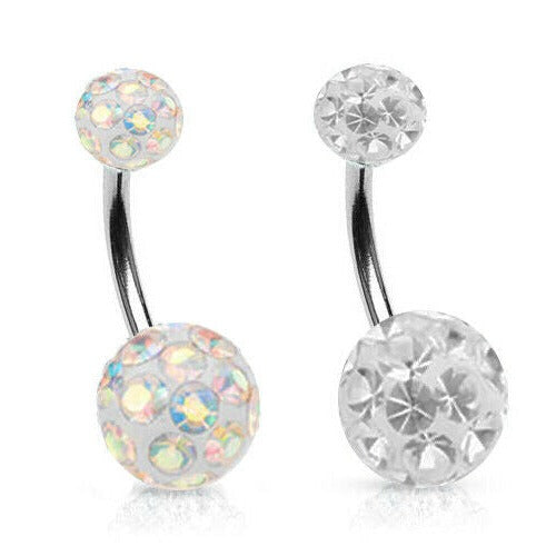 Epoxy Coated Double Ferido Multi CZ Belly Ring